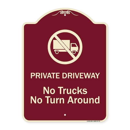 Signmission Designer Series-Private Driveway. No Trucks No Turnaround, 24" x 18", BU-1824-9779 A-DES-BU-1824-9779